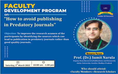 Faculty Development Program on How to Avoid Publishing in Predatory Journals
