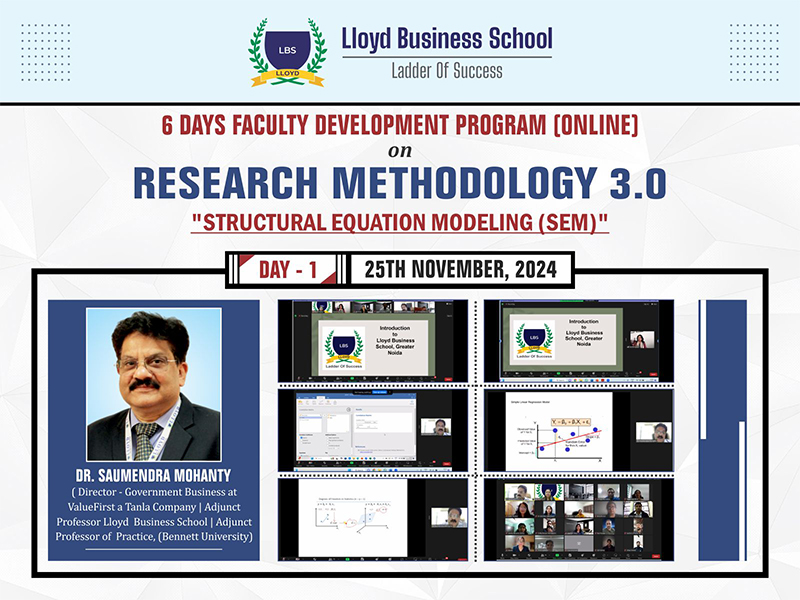 6 Days Faculty Development Program on Research Methodology 3.0: Structural Equation Modeling 
