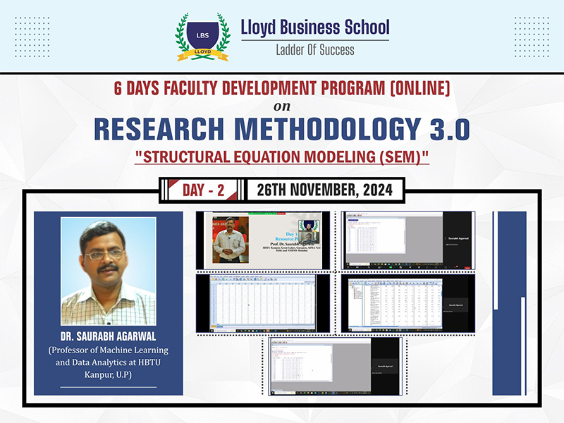 6 Days Faculty Development Program on Research Methodology 3.0: Structural Equation Modeling 