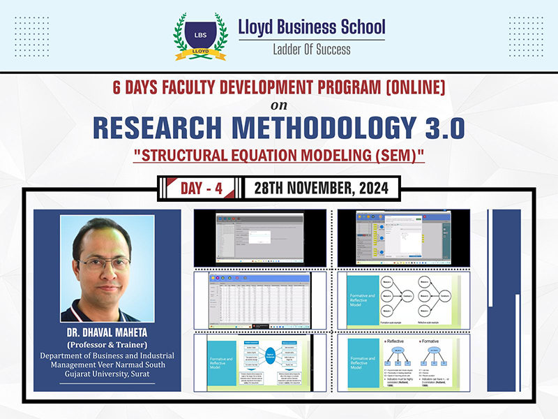 6 Days Faculty Development Program on Research Methodology 3.0: Structural Equation Modeling 