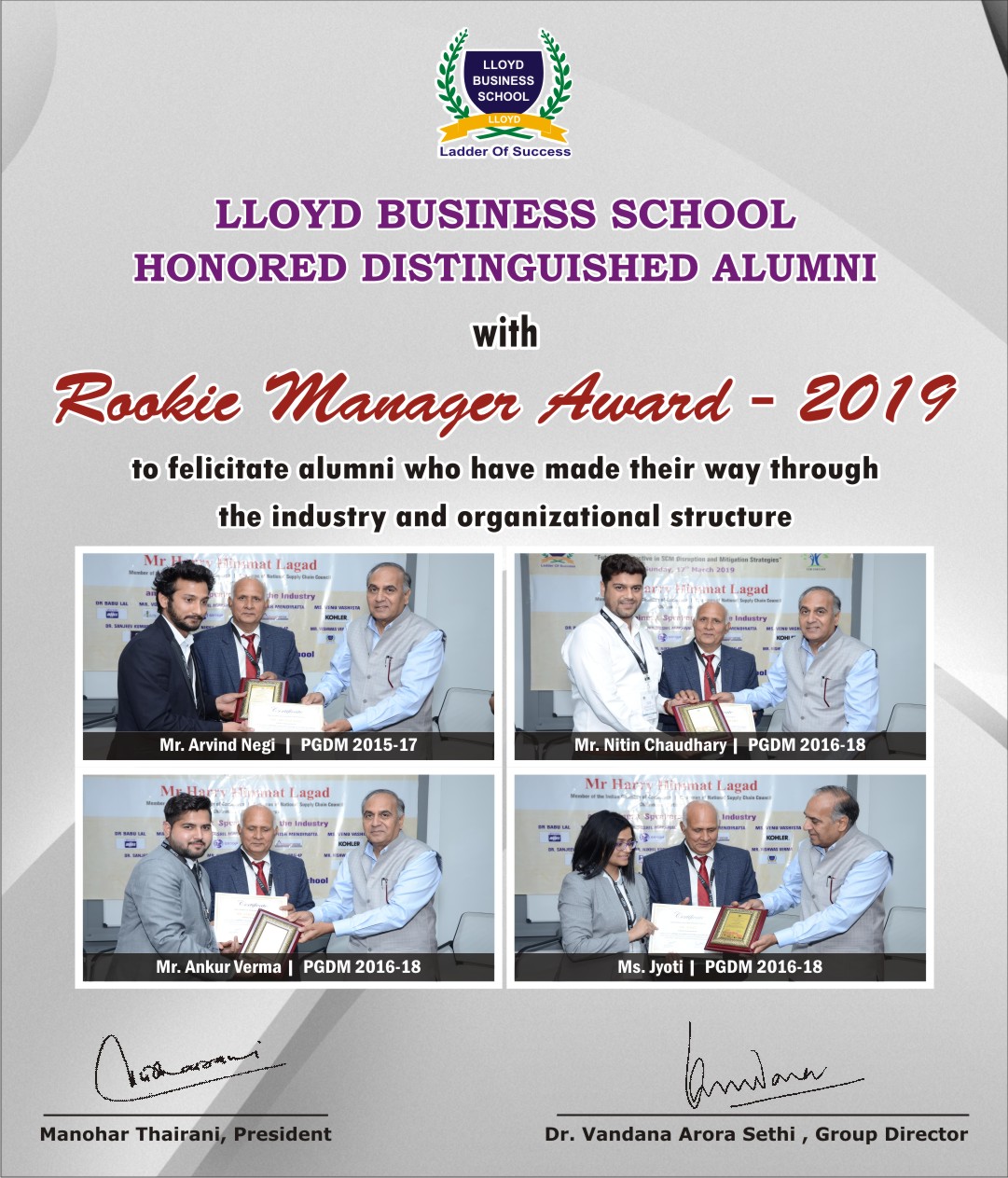 Rookie Manager Award – 2019